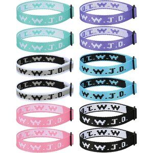 Luxurious Velvet-Pouch WWJD Bracelet Set - 12 Colorful Adjustable Wristbands